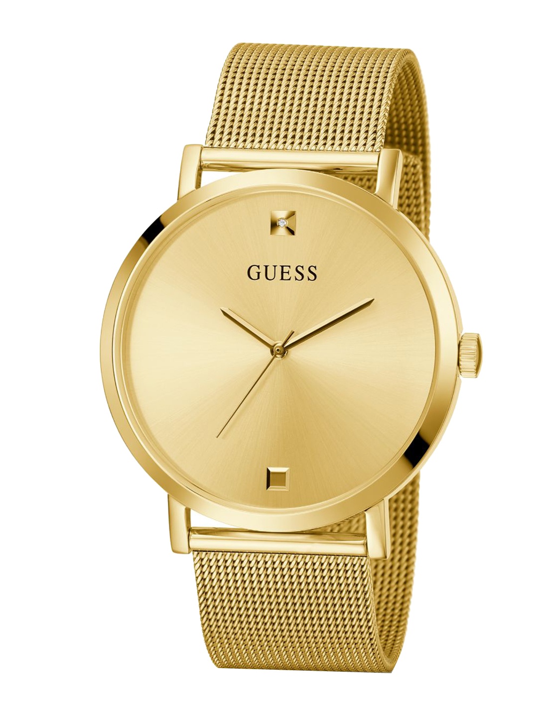 

GUESS Men Brass Dial & Stainless Steel Bracelet Style Straps Analogue Watch GW0248G2, Beige