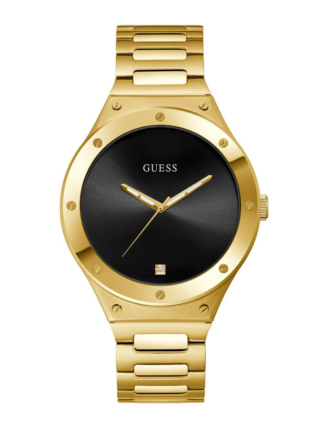 

GUESS Men Brass Dial & Stainless Steel Bracelet Style Straps Analogue Watch GW0427G2, Black