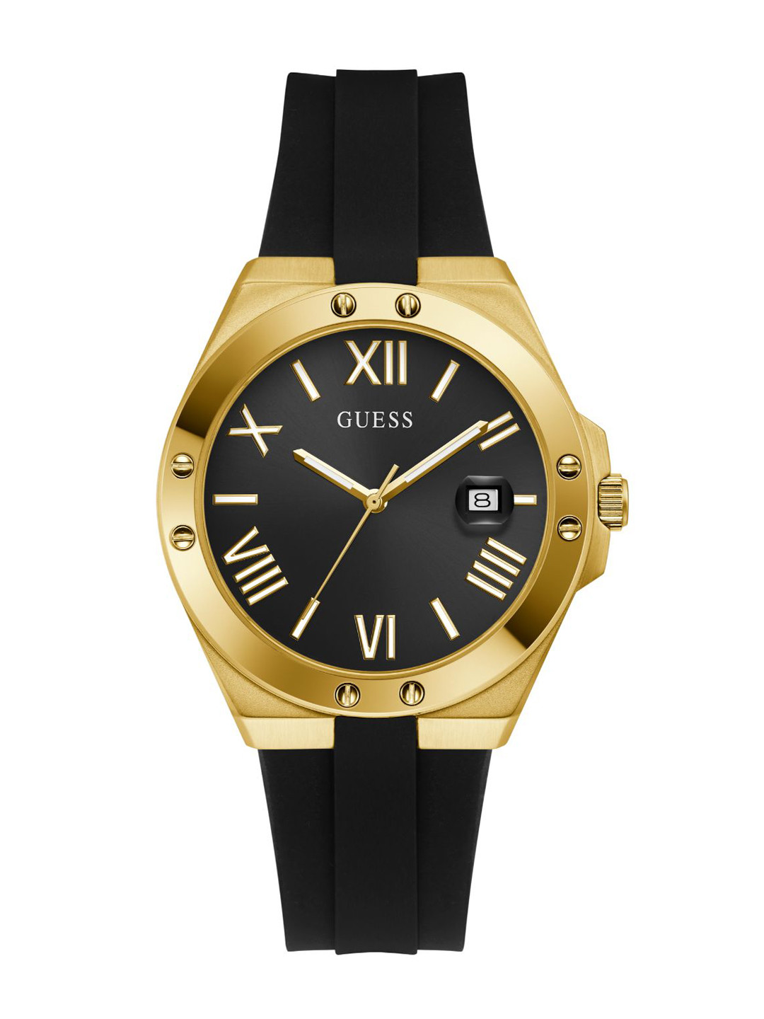 

GUESS Men Brass Dial & Textured Straps Analogue Watch GW0388G2, Black