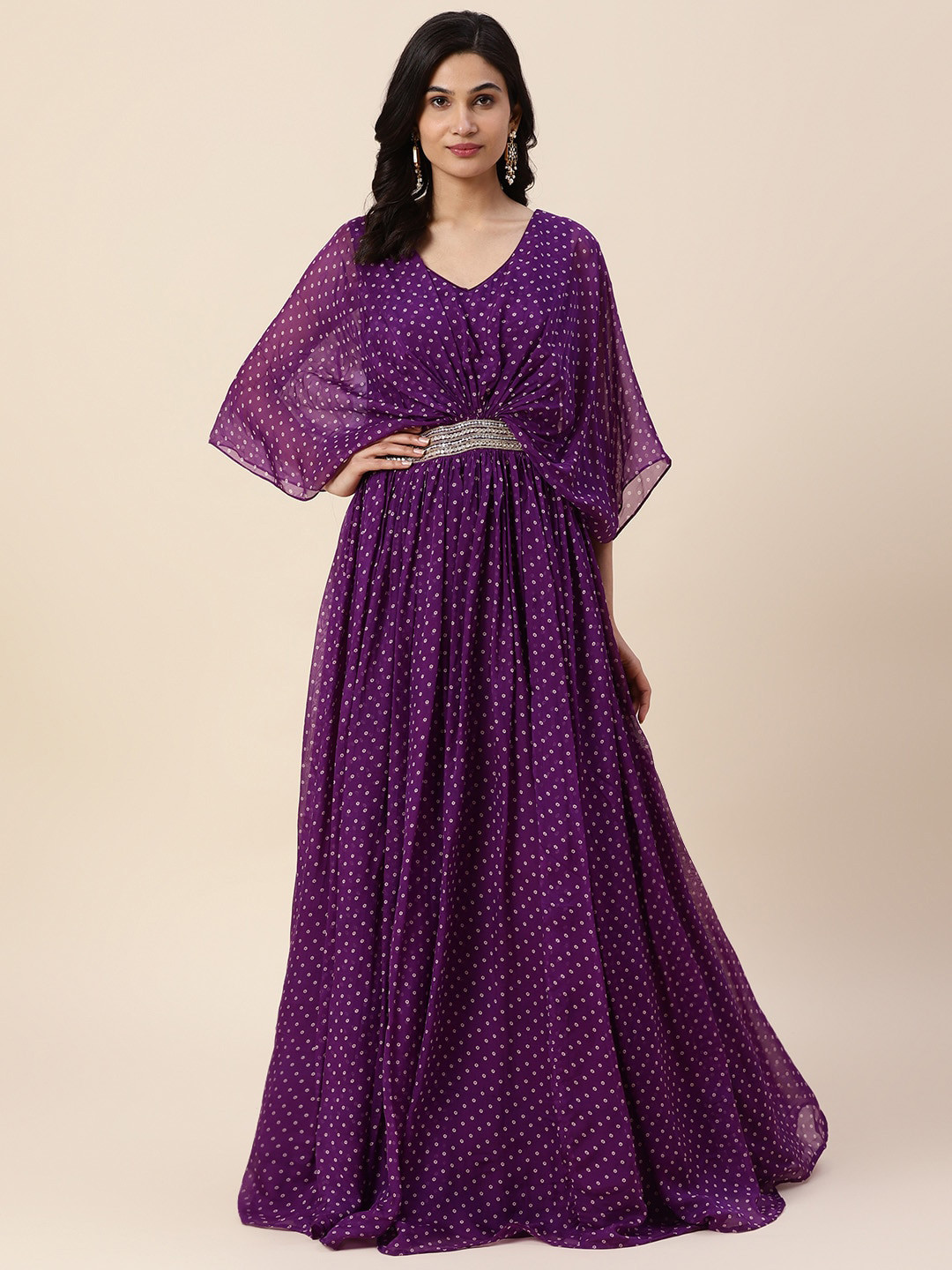 

Meena Bazaar Purple Georgette Maxi Dress
