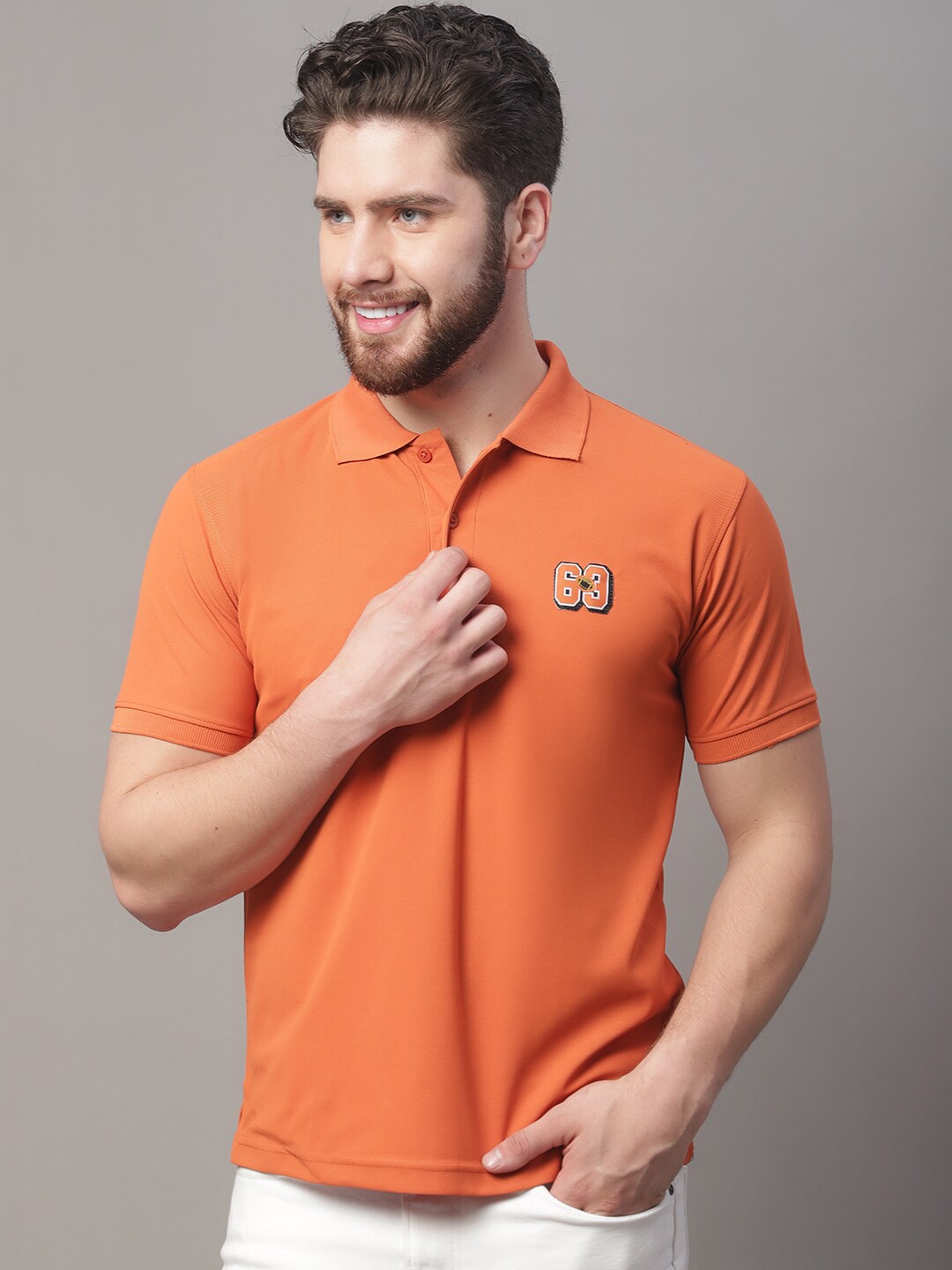 

Obaan Men Orange Polo Collar T-shirt