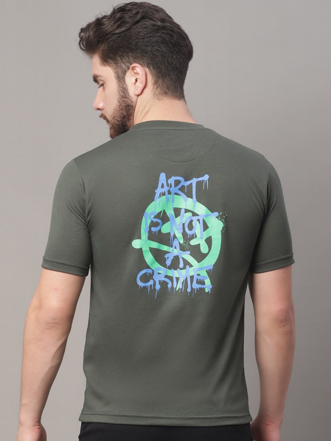 

Obaan Men Grey Typography T-shirt