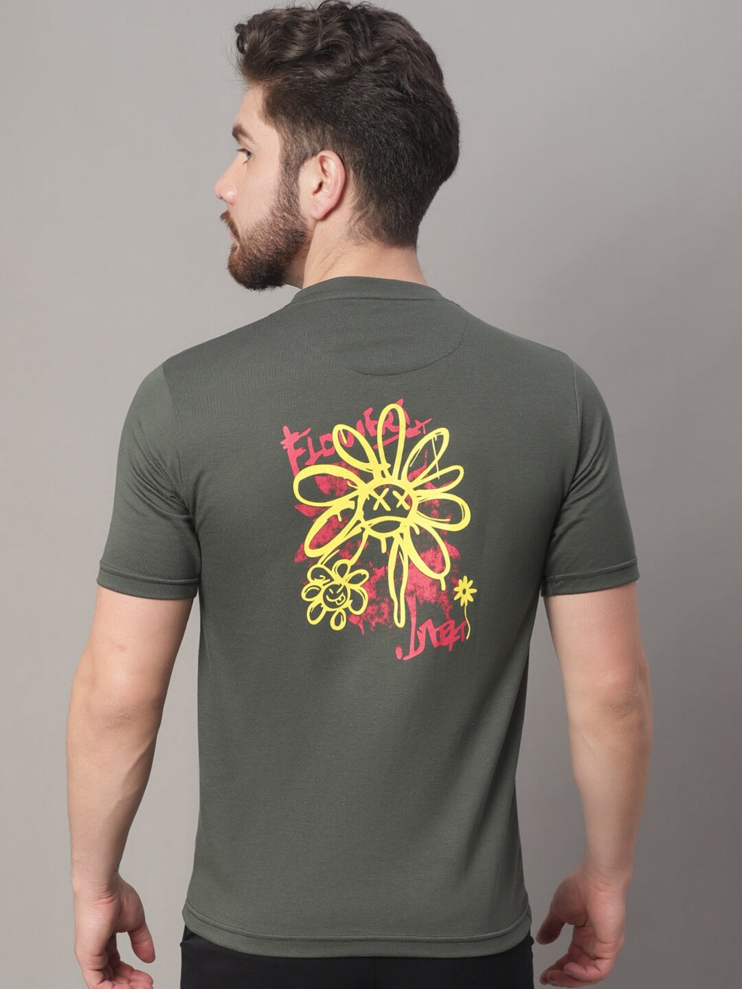 

Obaan Men Grey V-Neck T-shirt