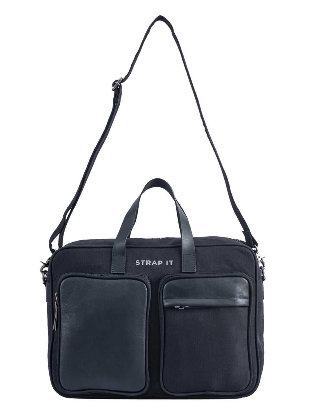 

STRAP IT Men Water Resistant Laptop Bag, Black