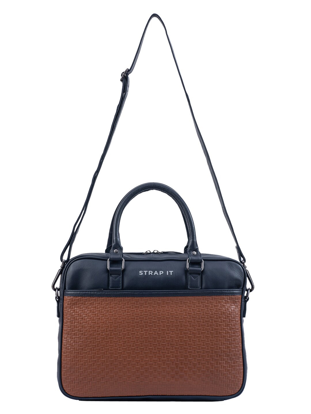 

STRAP IT Men Leather Laptop Bag, Blue