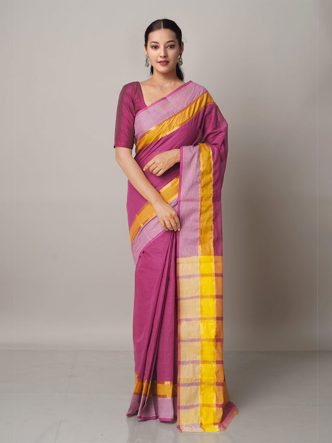 

Unnati Silks Zari Pure Cotton Mangalagiri Saree, Purple