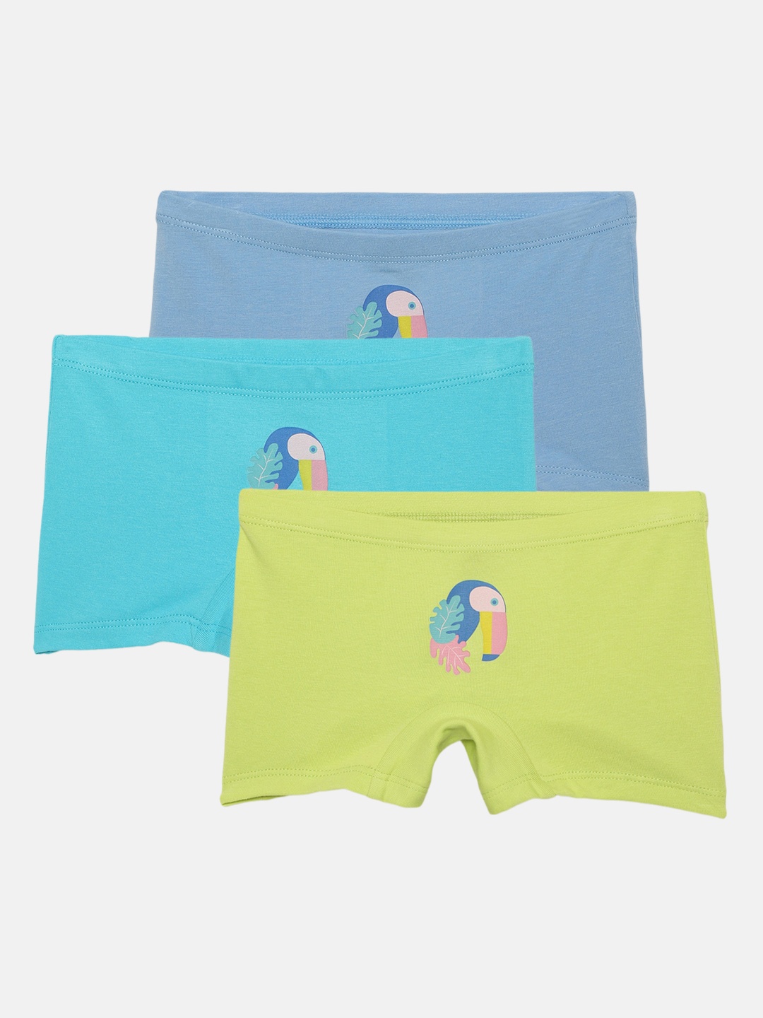 

mackly Girls Pack Of 3 Printed Cotton Boxer Style Briefs, Blue