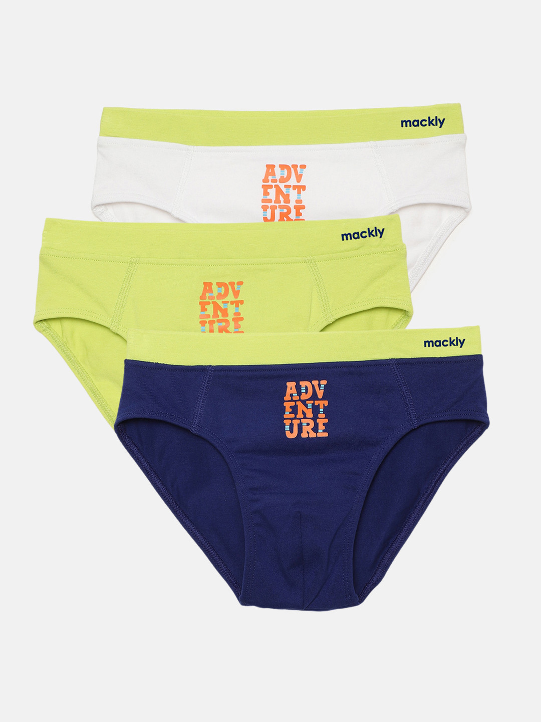 

mackly Boys Pack Of 3 Self Design Cotton Basic Briefs, Navy blue