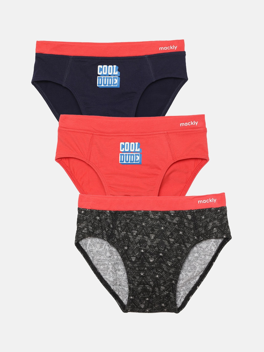 

mackly Boys Pack Of 3 Self Design Cotton Basic Briefs, Navy blue