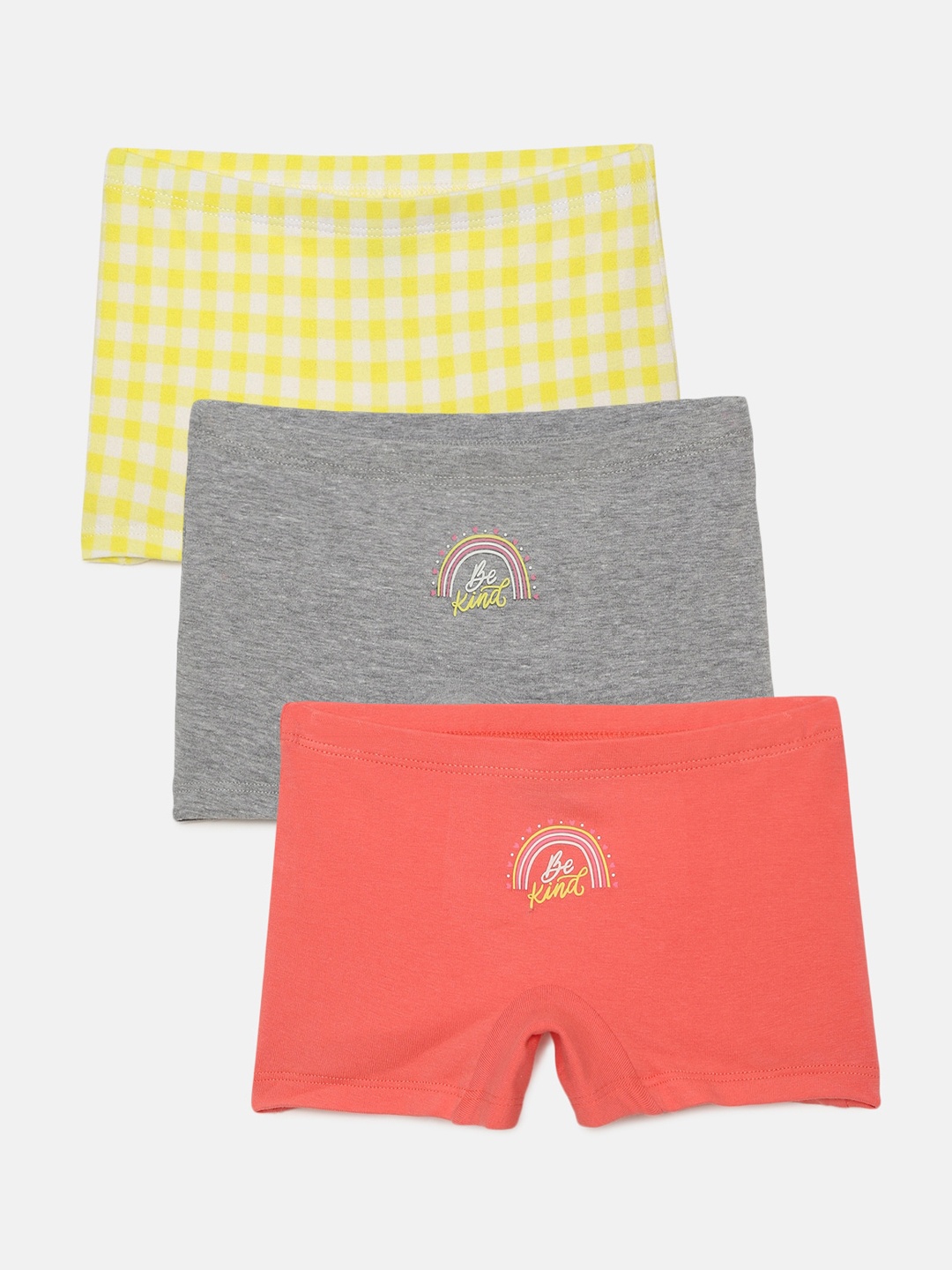 

mackly Girls Pack Of 3 Mid-Rise Boxer-Style Briefs, Yellow