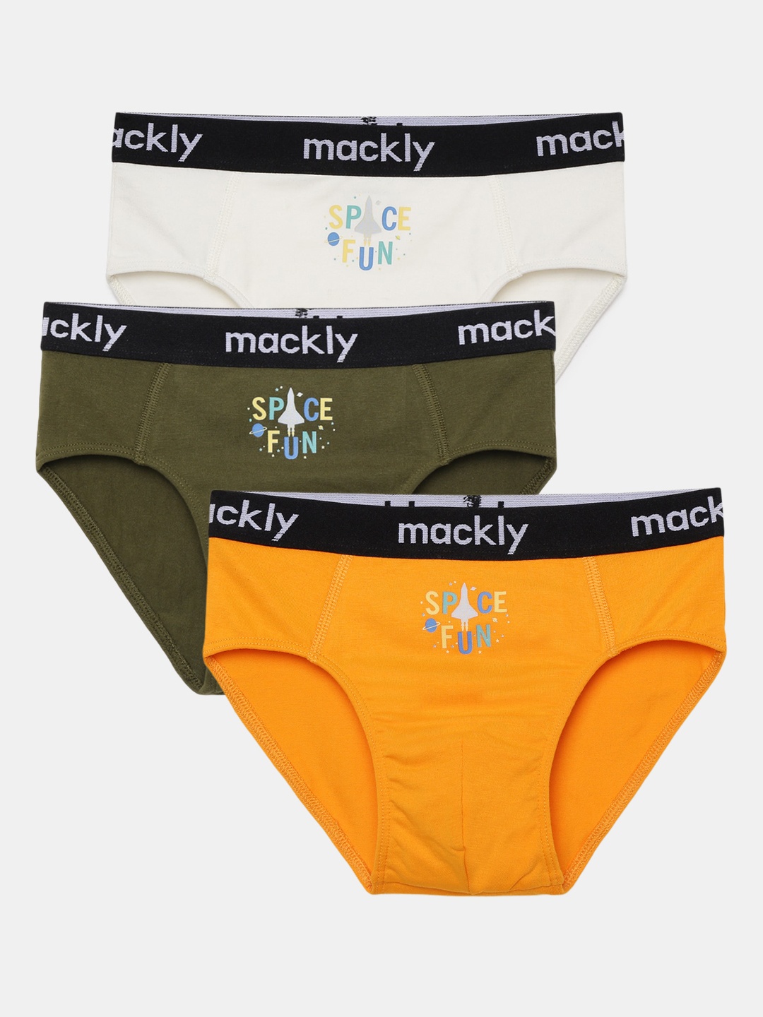 

mackly Boys Pack Of 3 Self Design Cotton Basic Briefs, Olive