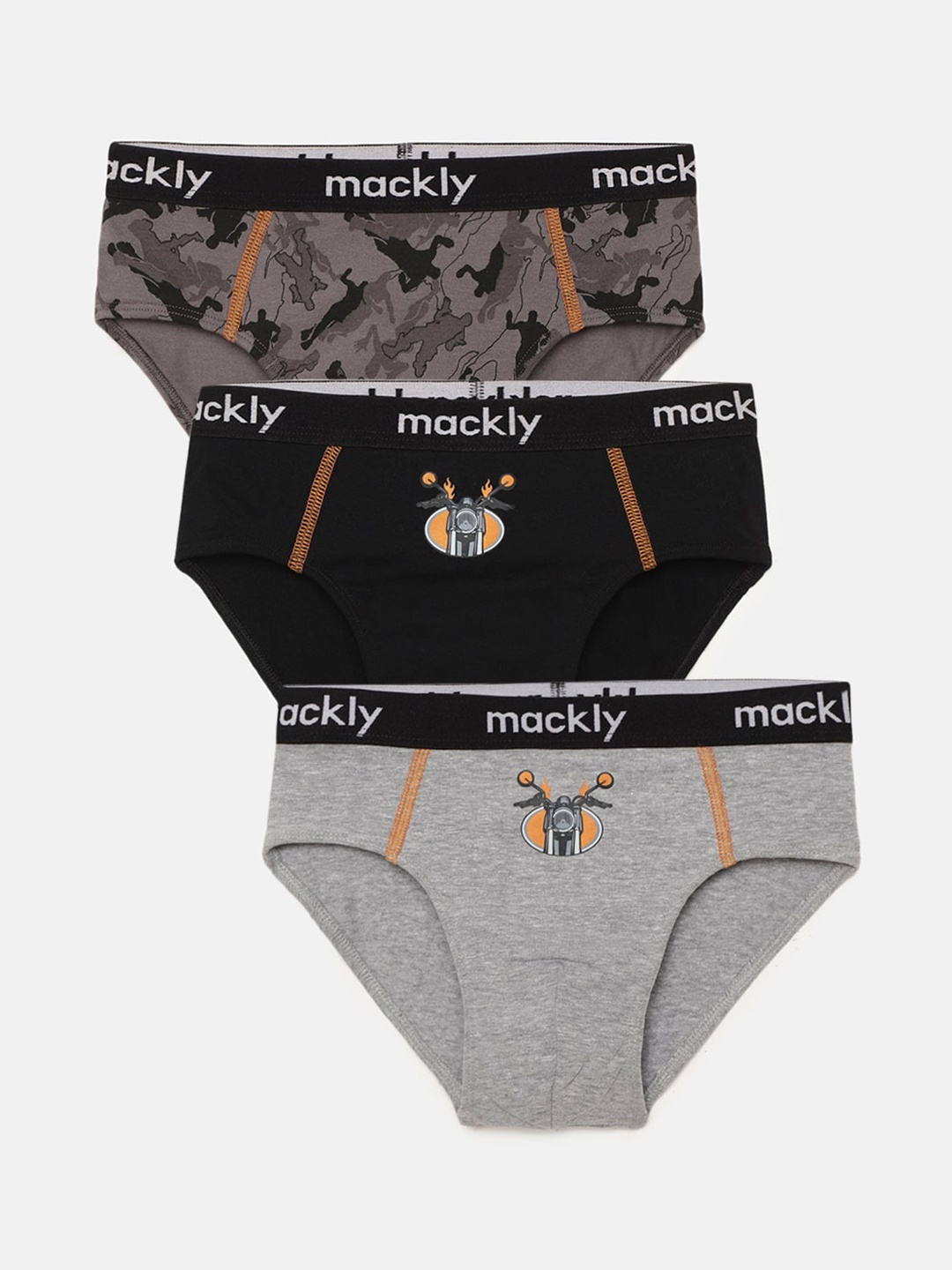 

mackly Boys Pack Of 3 Mid-Rise Basic Briefs, Black