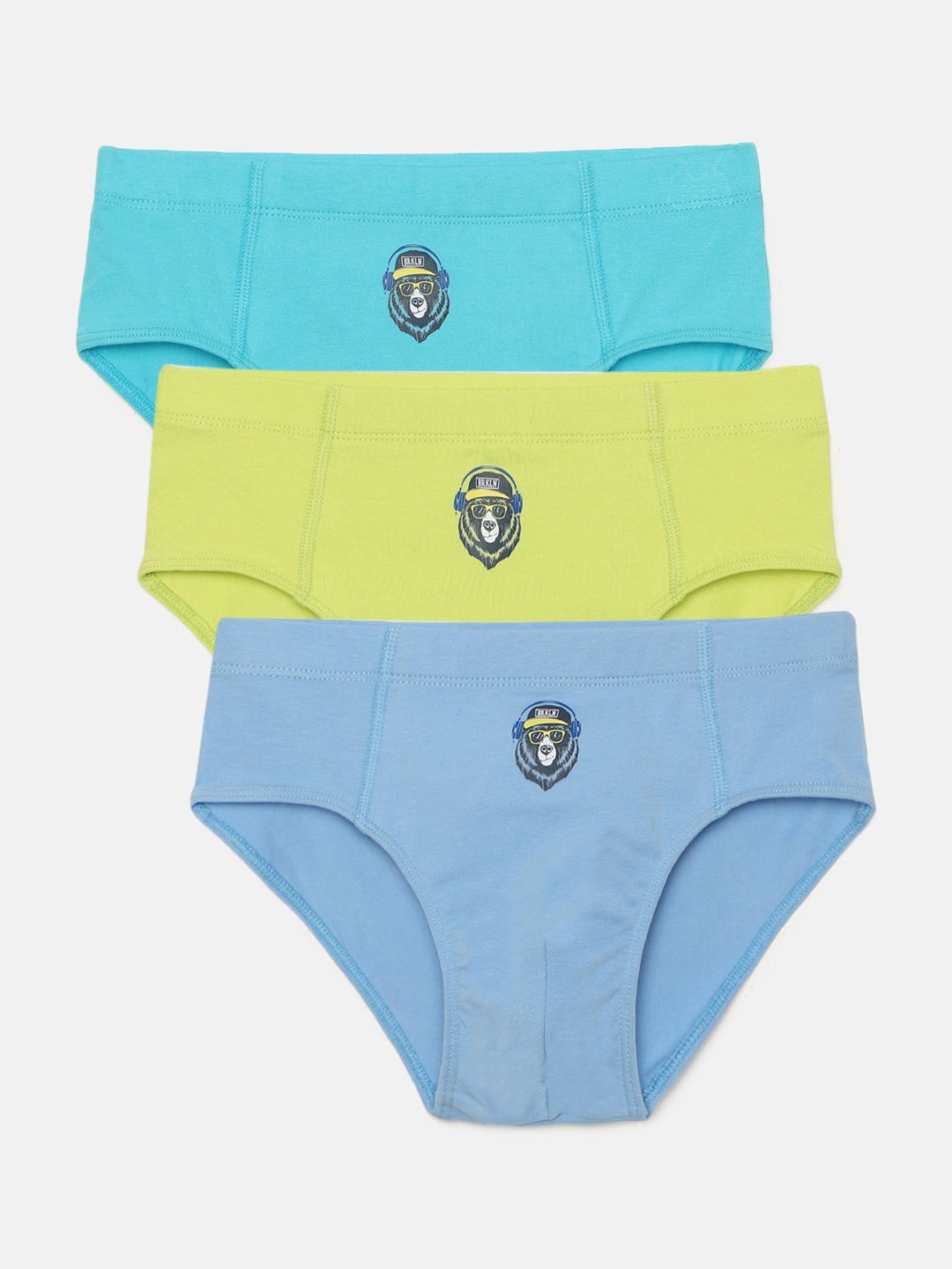 

mackly Boys Pack Of 3 Self Design Cotton Basic Briefs, Blue