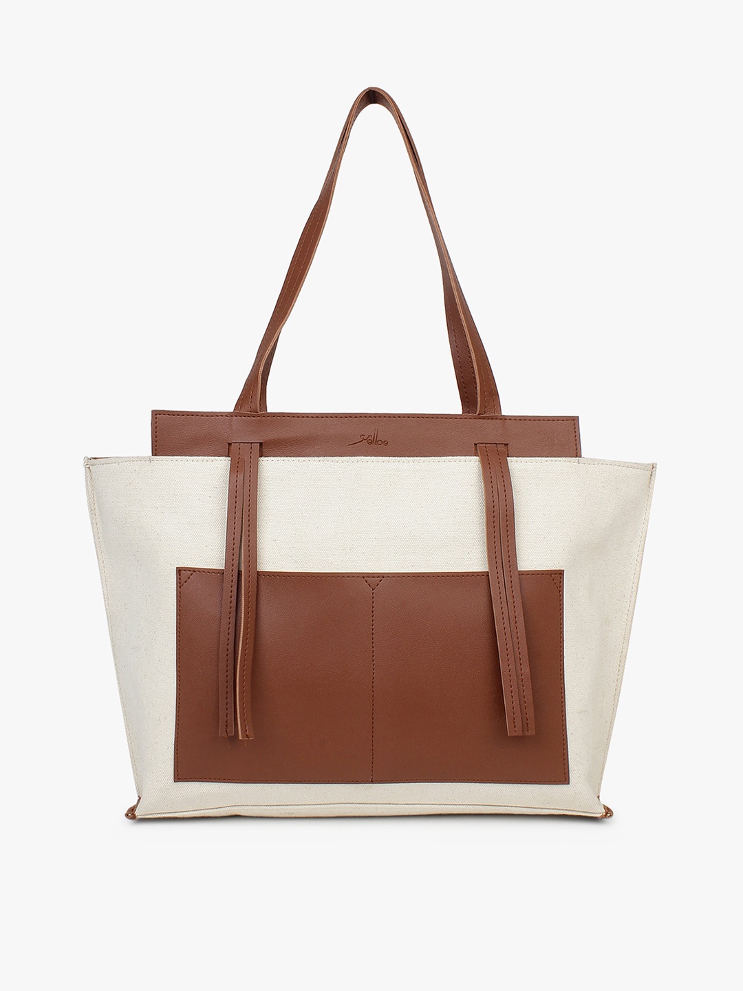 yelloe Women oversized shoulder laptop bag, Off white