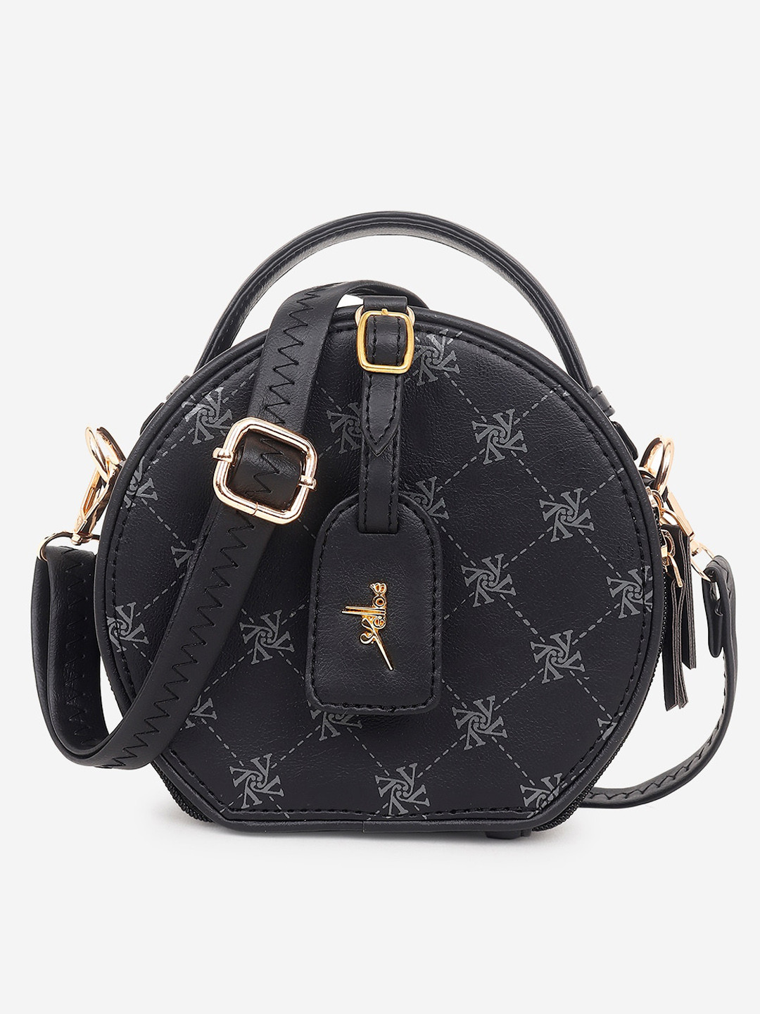 

yelloe Geometric Structured Sling Bag, Black