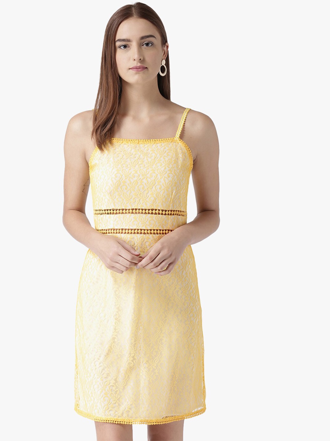 

DODO & MOA Yellow Net A-Line Dress