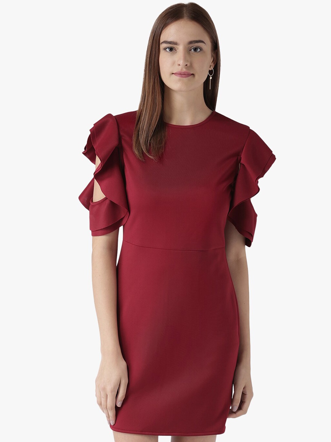 

DODO & MOA Maroon Scuba Sheath Dress