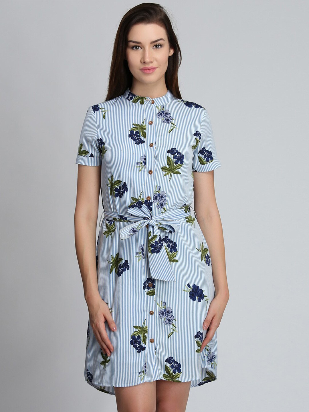 

DODO & MOA Blue Crepe A-Line Dress
