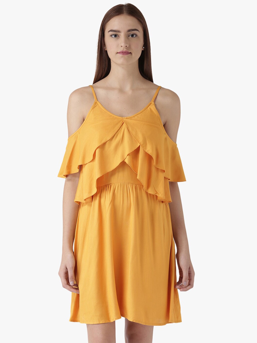 

DODO & MOA Yellow Satin A-Line Dress