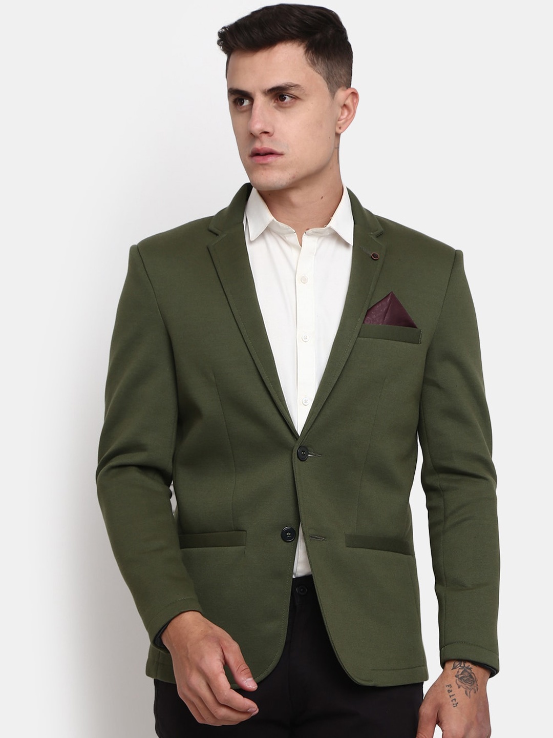 

V-Mart Single-Breasted Blazer, Green