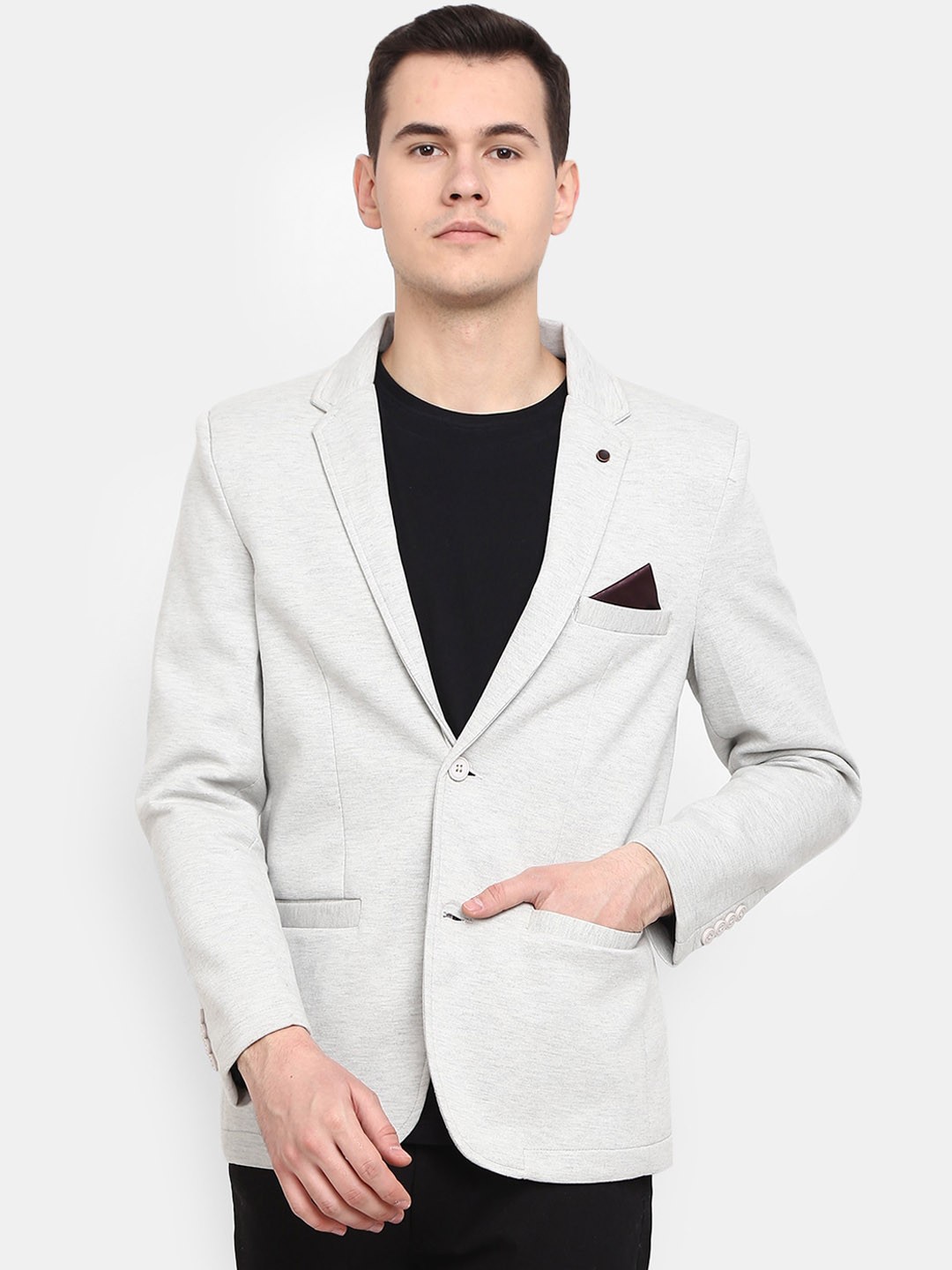 

V-Mart Self-Design Notched Lapel Single-Breasted Regular Fit Blazer, Off white