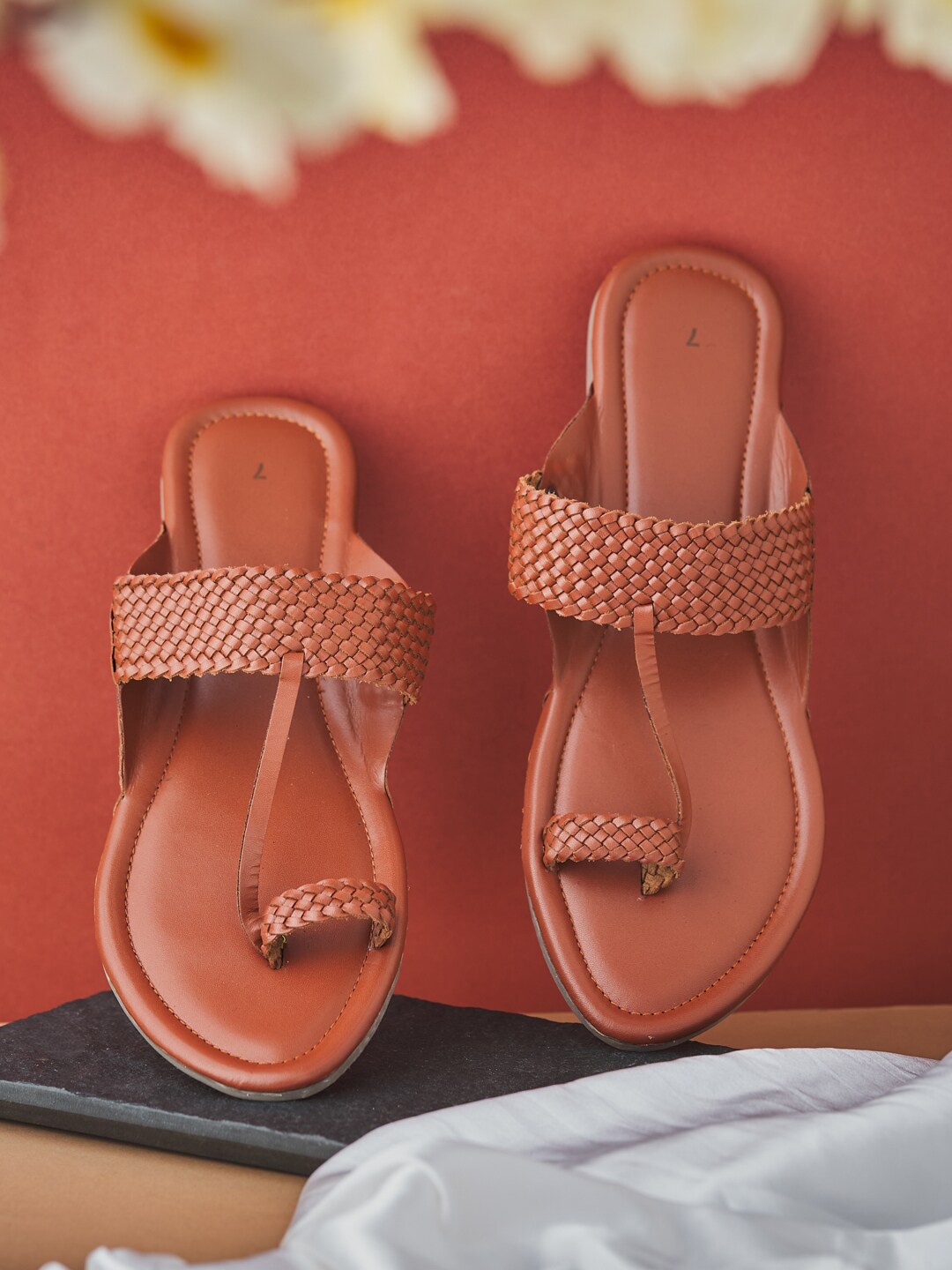 

Fabindia Women Leather Braided Open One Toe Flats, Brown