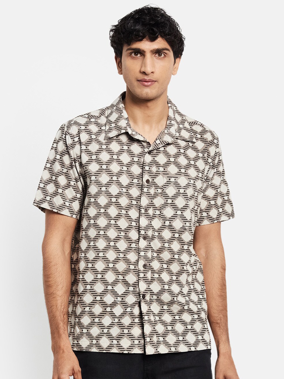 

Fabindia Men Grey Printed Casual Shirt