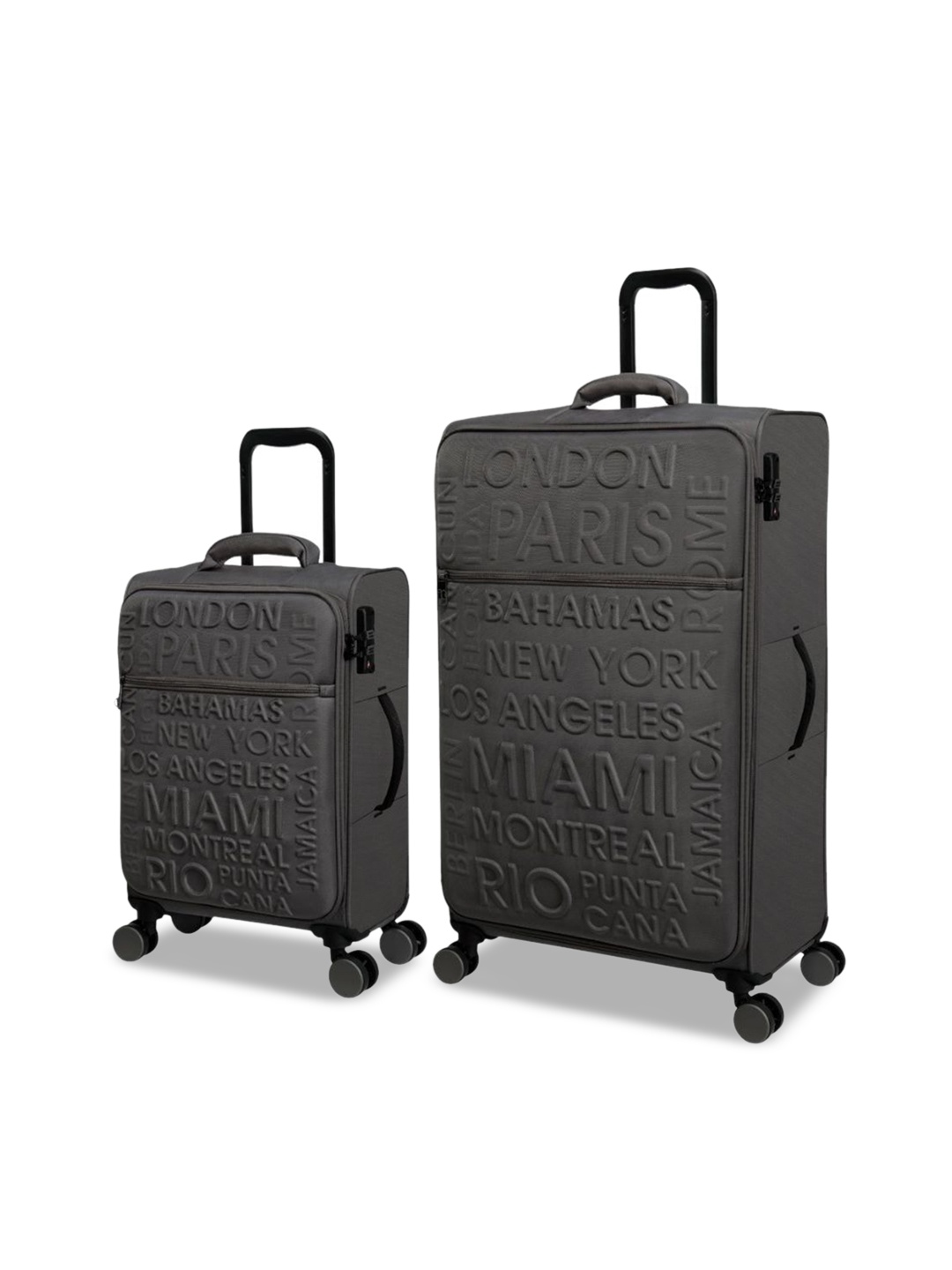 

IT luggage Set Of 2 Textured Hard-Sided Trolley Suitcases, Grey