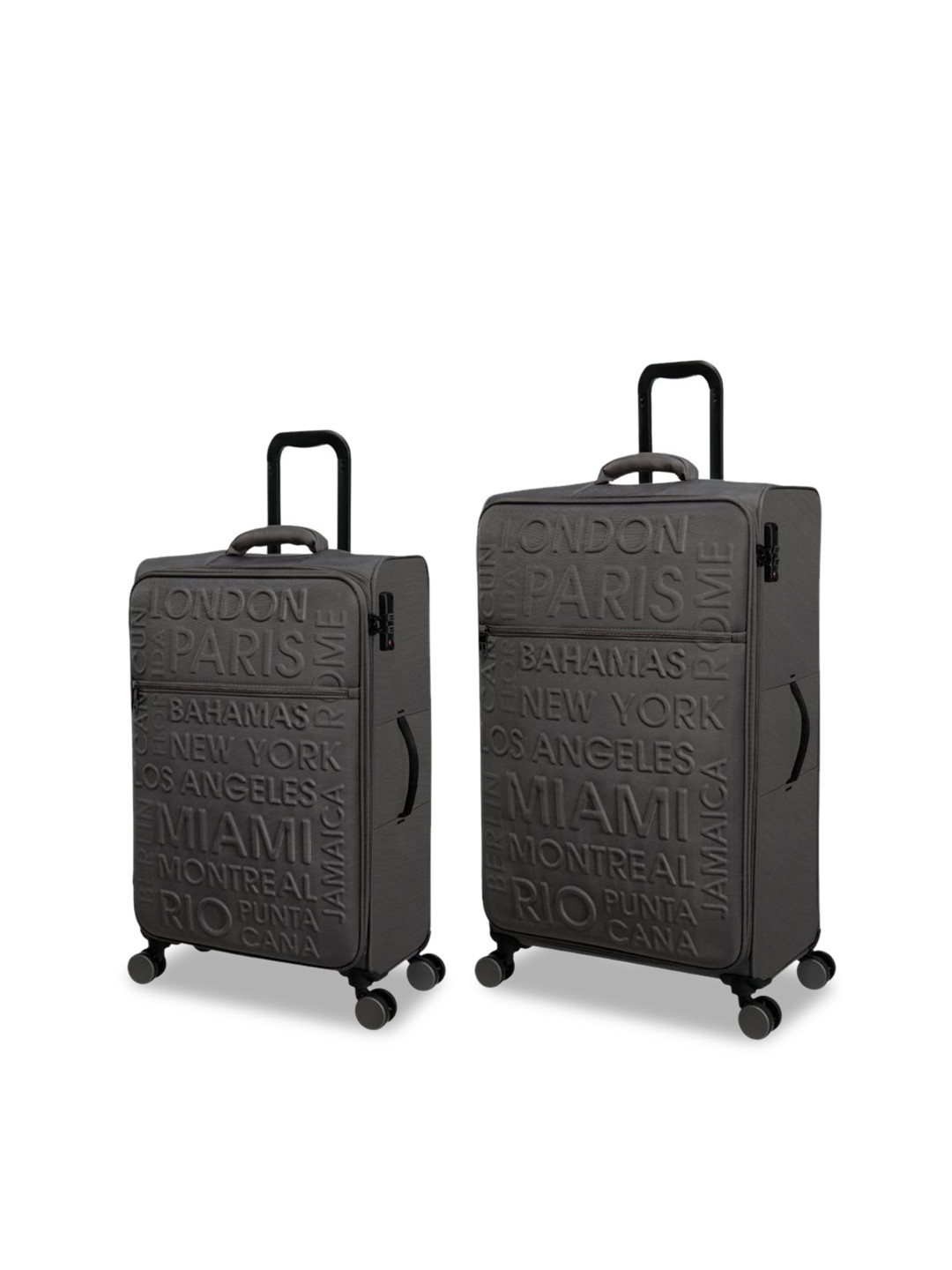 

IT luggage Set Of 2 Textured Hard-Sided Trolley Suitcases, Grey