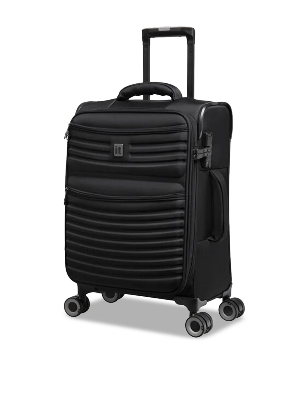 

IT luggage Textured Hard-Sided Cabin Trolley Suitcase, Black