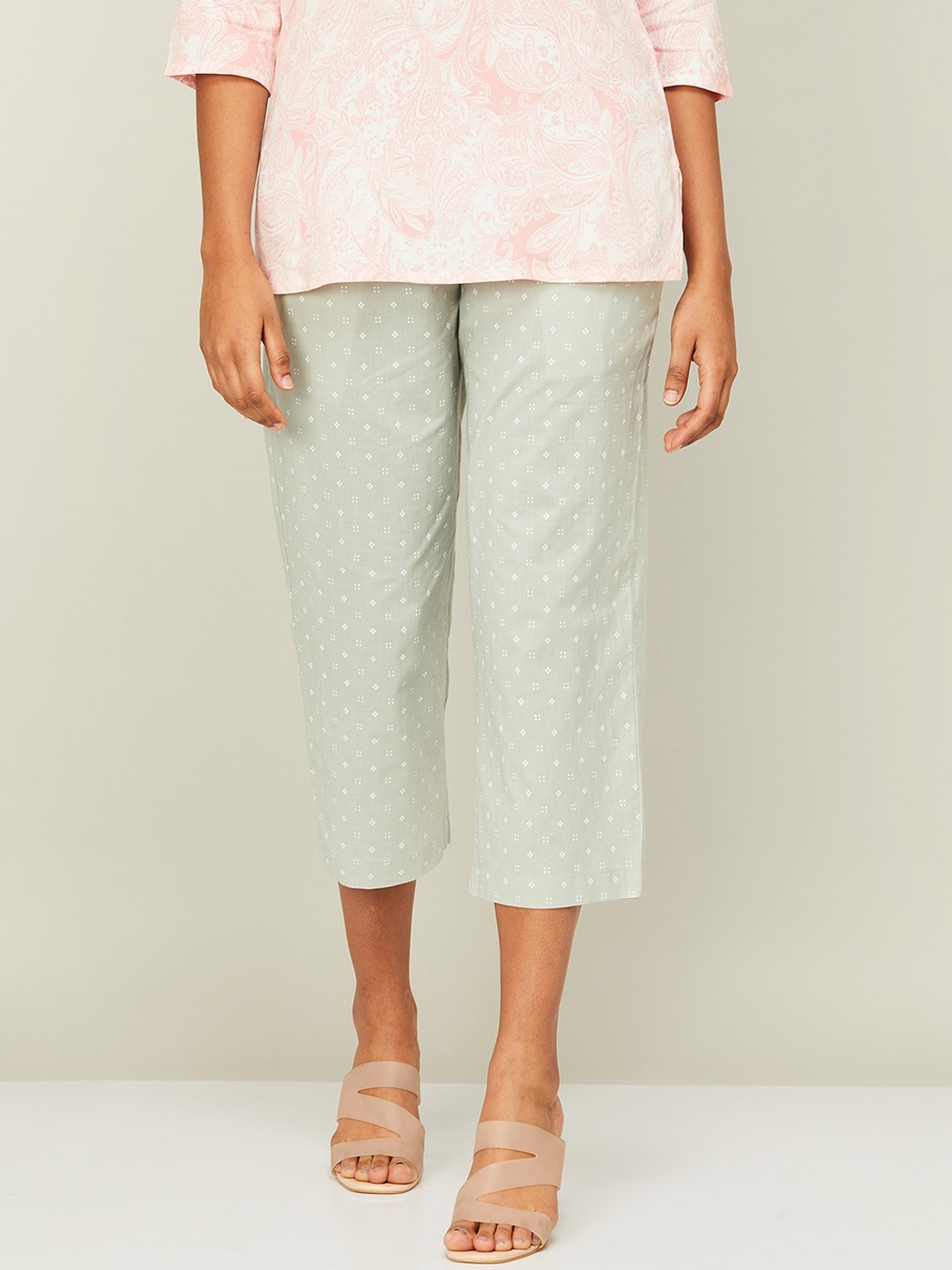 

Melange by Lifestyle Women Printed Mid-Rise Cotton Culottes, Grey