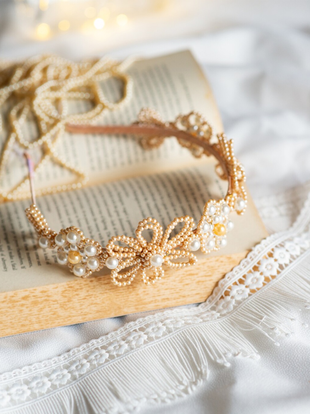 

Choko Beads Embellished Hairband, Brown