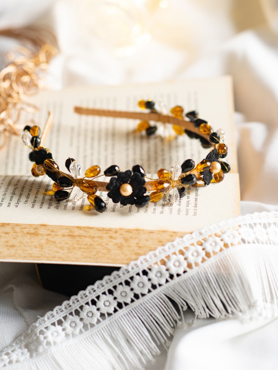

Choko Beads Embellished Hairband, Black