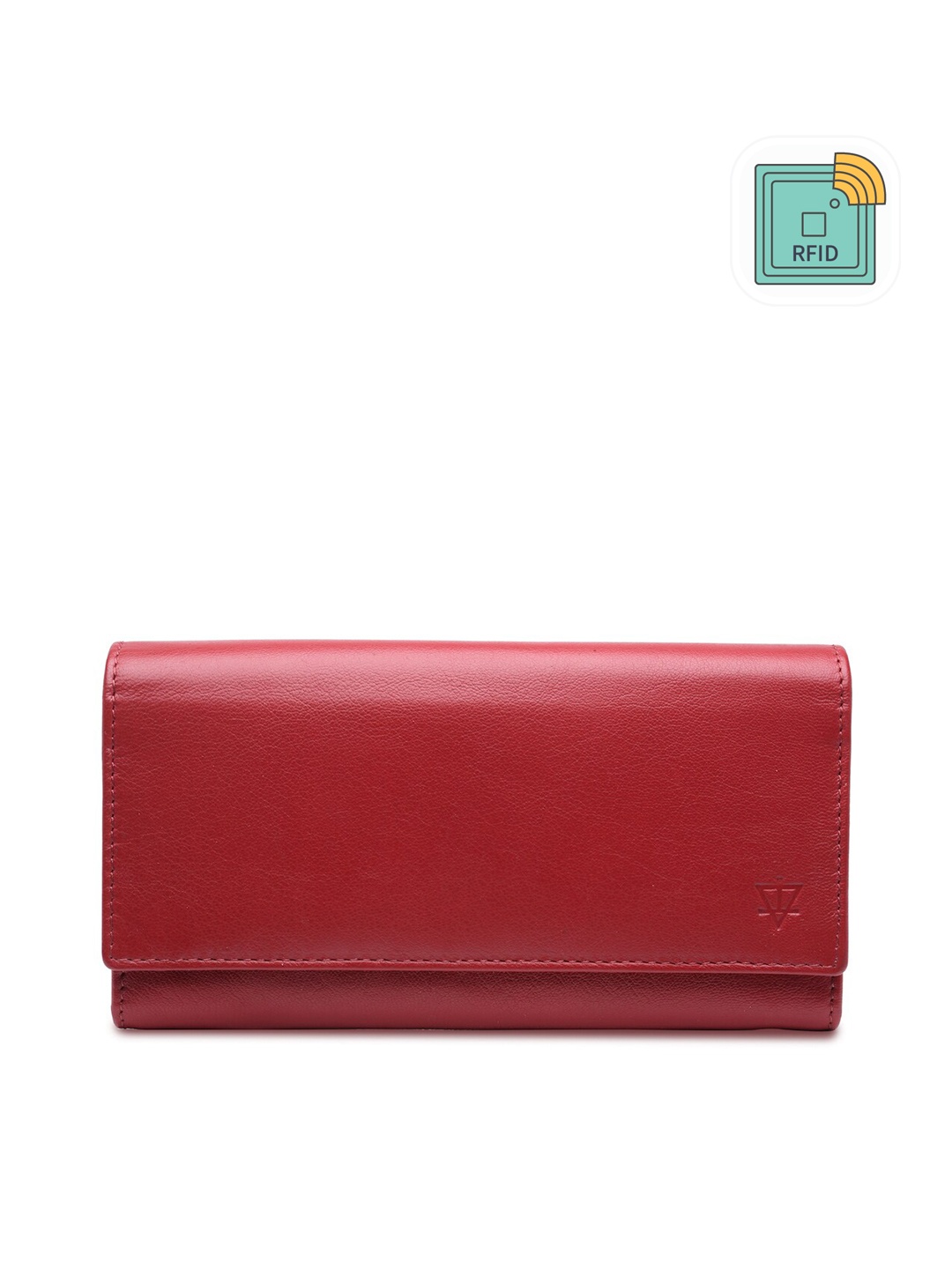 

AQUATAN Women RFID Protected Flap Over Two Fold Leather Wallet, Red