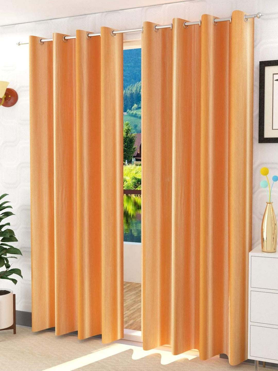 

Bajo's Gold-Toned 2 Pieces Long Door Curtains