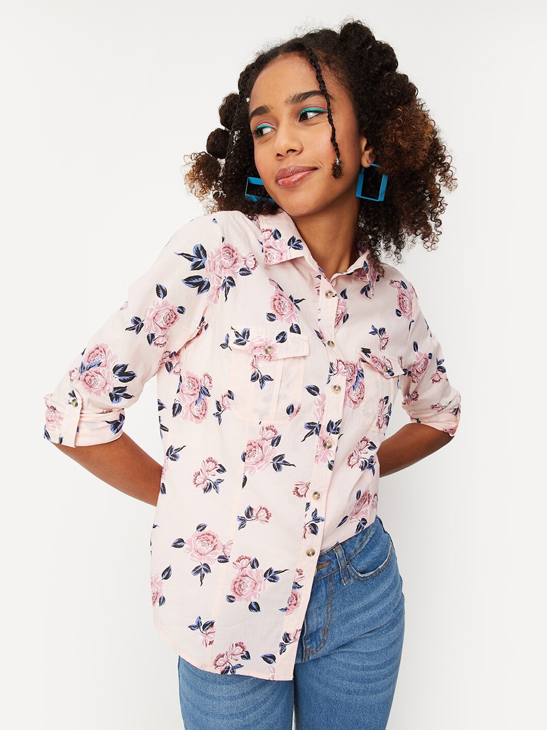 

max Floral Printed Casual Shirt, Pink