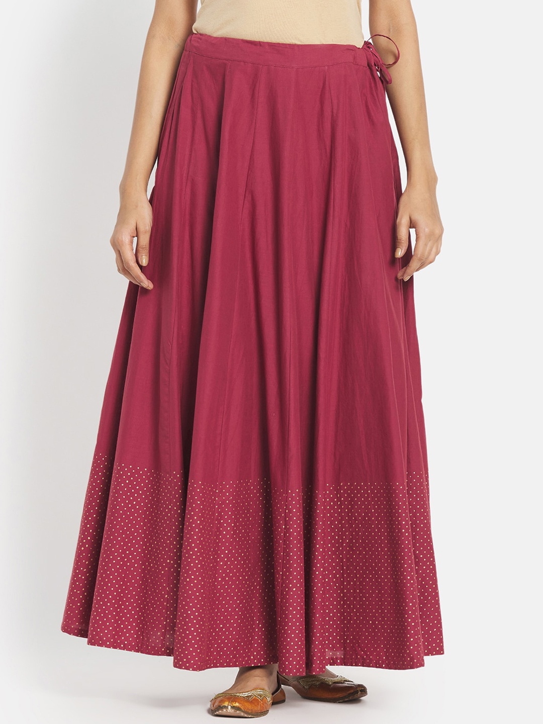 

Fabindia Printed Cotton Maxi Length Skirt, Red