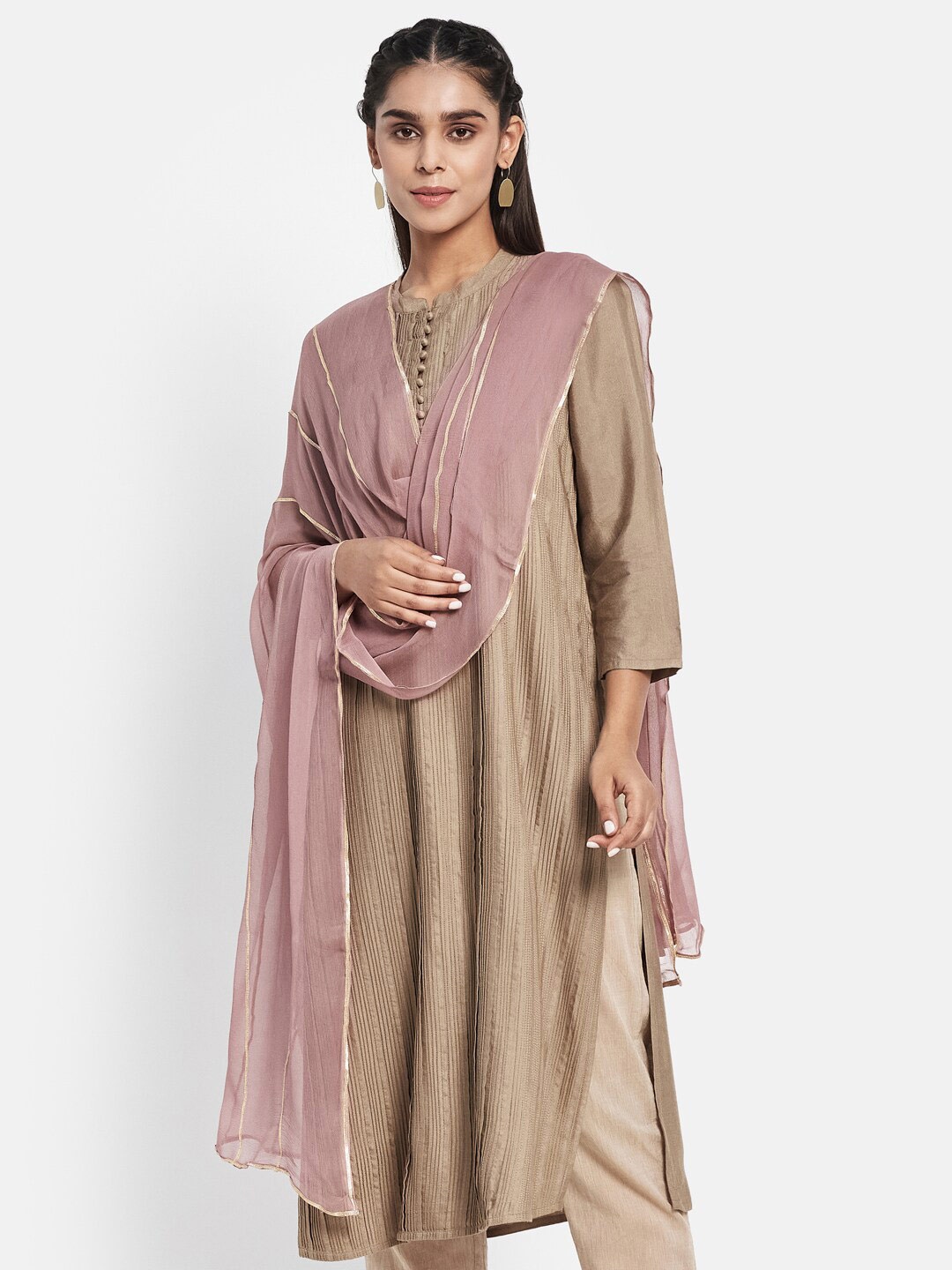 

Fabindia Gota Patti Embroidered Chiffon Dupatta, Lavender