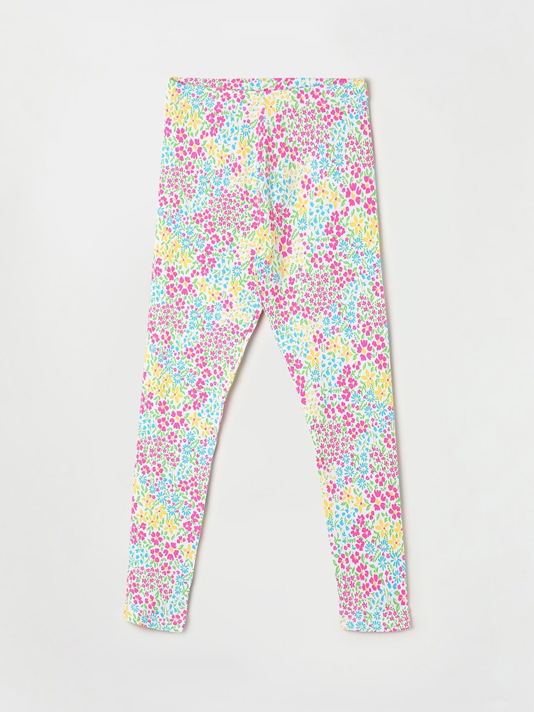 

Fame Forever by Lifestyle Girls Floral Printed Cotton Leggings, White