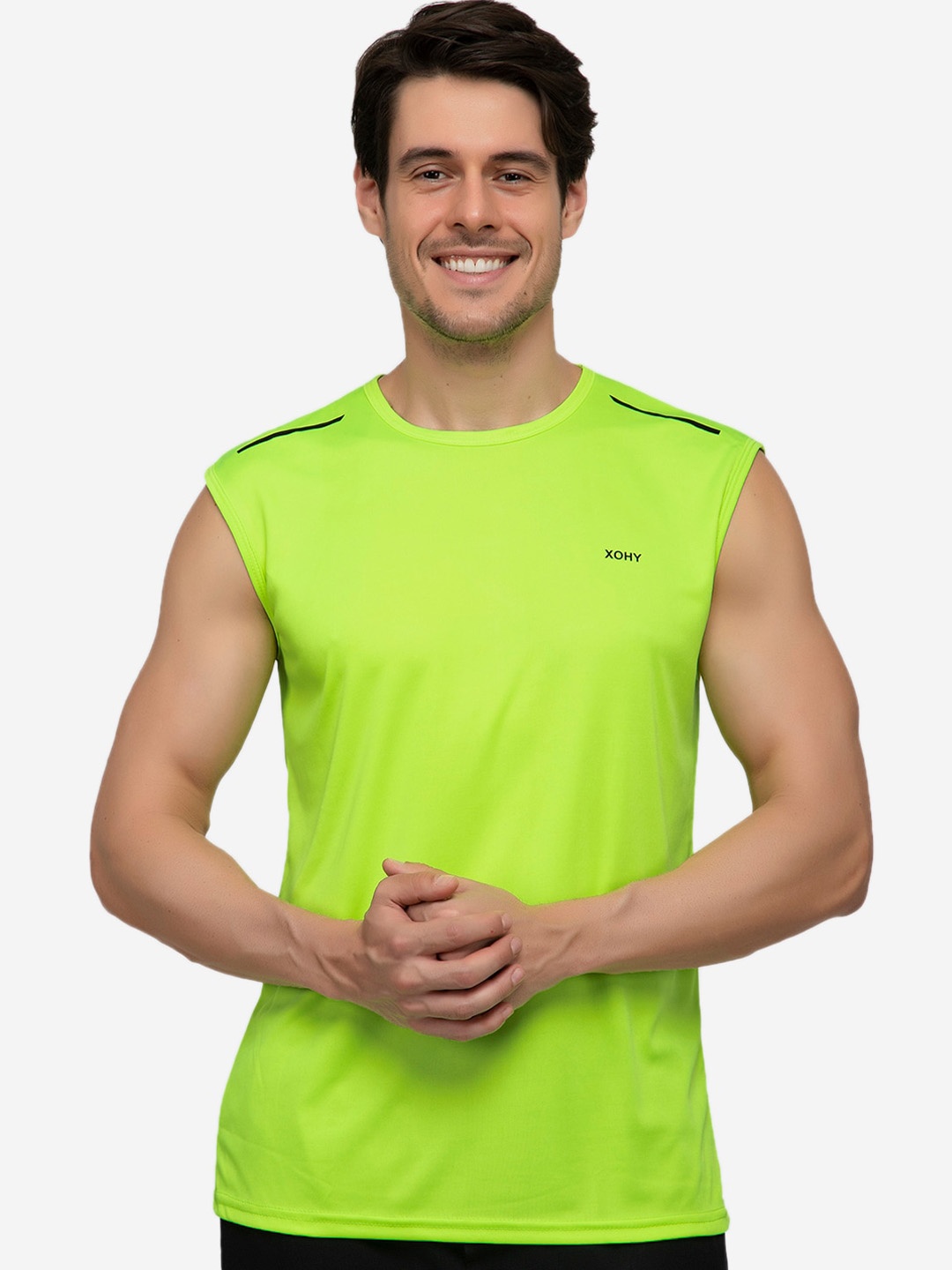 

Xohy Men Round Neck Gym Vest, Green
