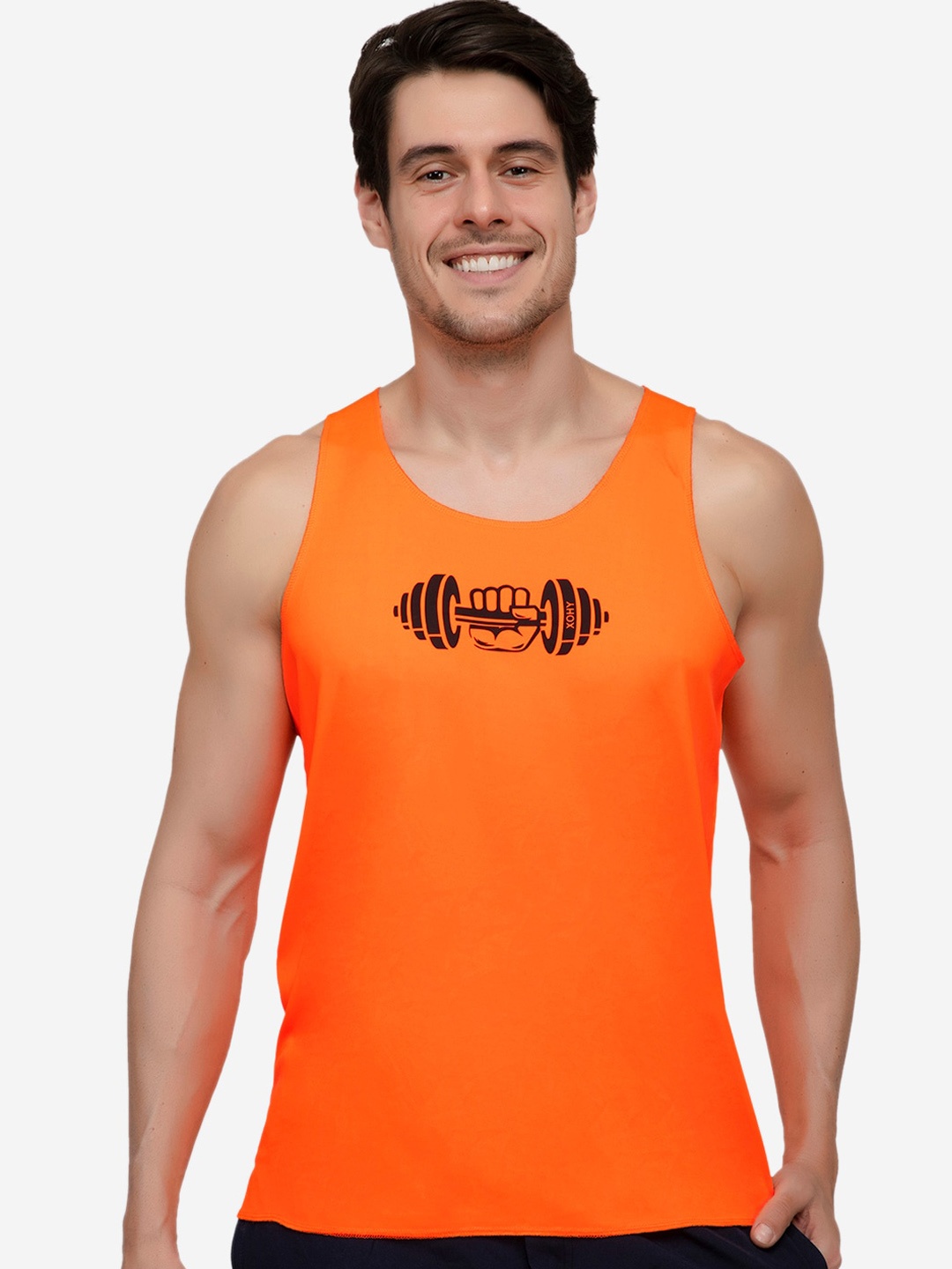 

Xohy Men Scoop Neck Gym Vest, Orange