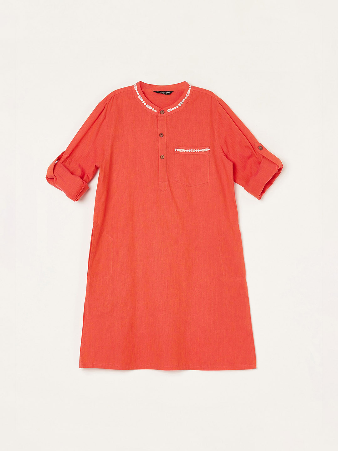 

Melange by Lifestyle Boys Regular Sleeves Pure Cotton Kurta, Red