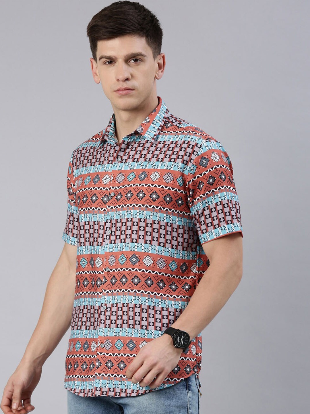 

Bushirt Comfort Printed Casual Shirt, Orange