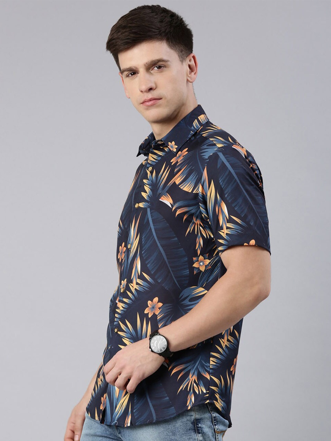 

Bushirt Comfort Floral Printed Casual Shirt, Blue