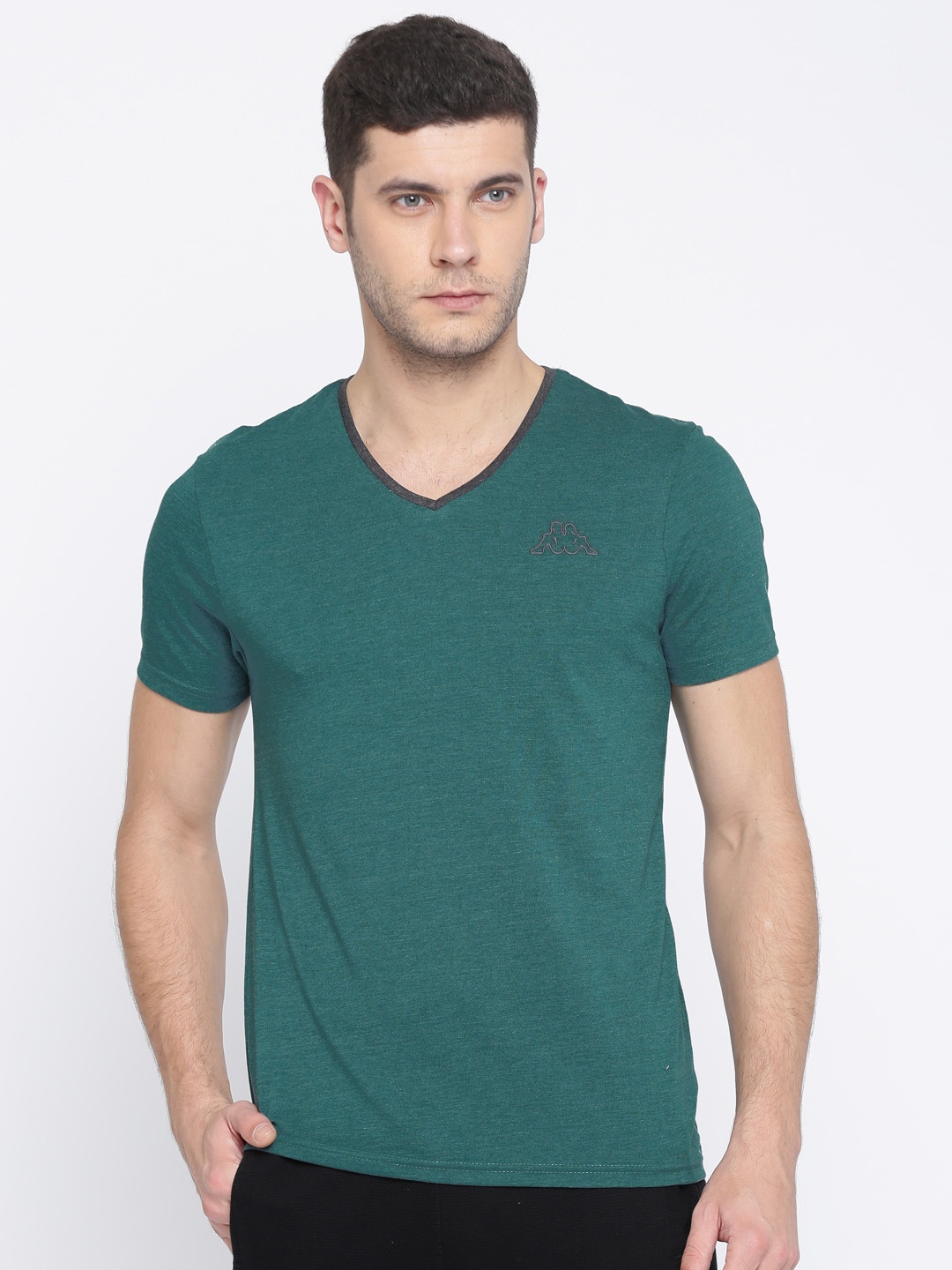 

Kappa Men Teal Green Solid T-shirt, Na