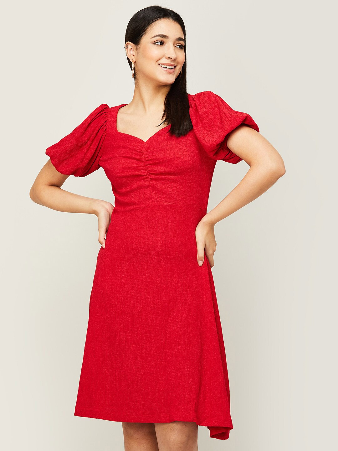 

CODE by Lifestyle Sweetheart Neck A-Line Dress, Red