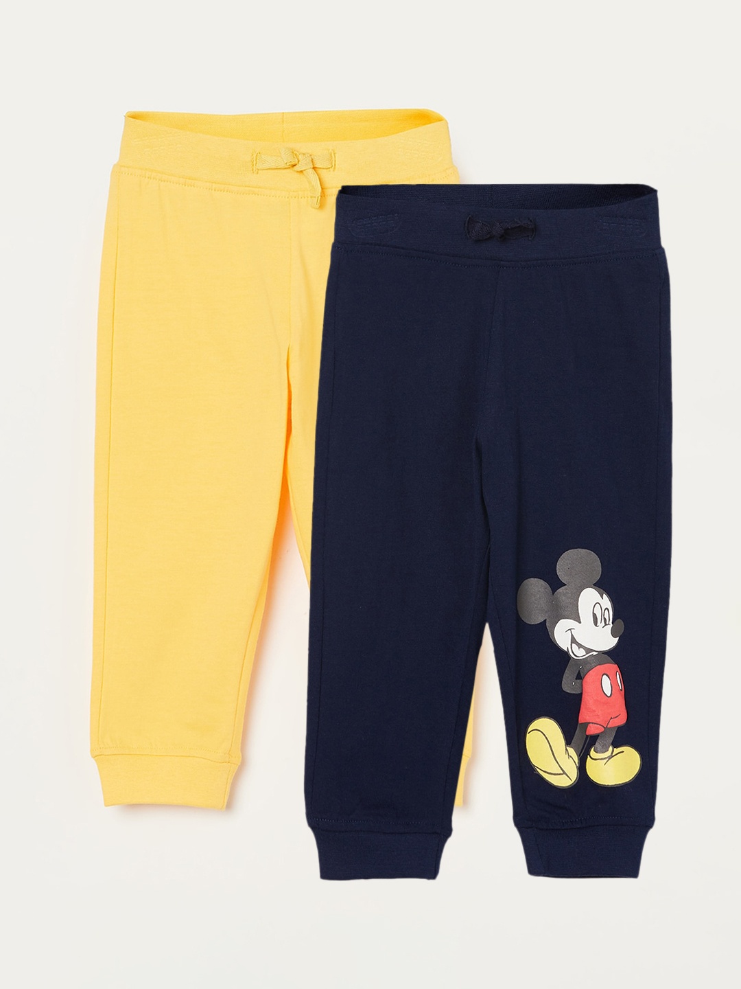 

Juniors by Lifestyle Boys Pack Of 2 Mickey Mouse Printed Cotton Joggers, Yellow