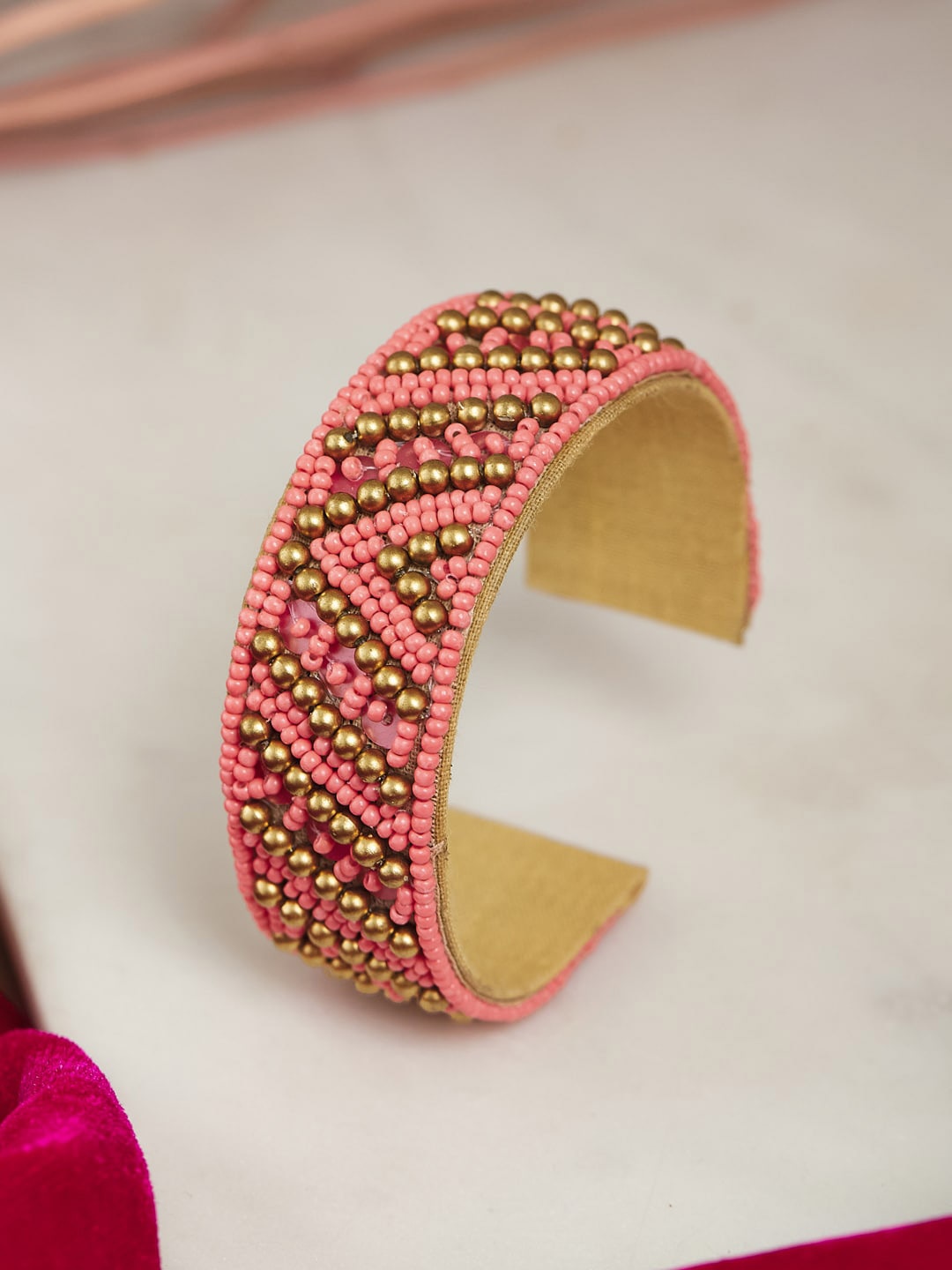 

Fabindia Beaded Cuff Bangle, Pink