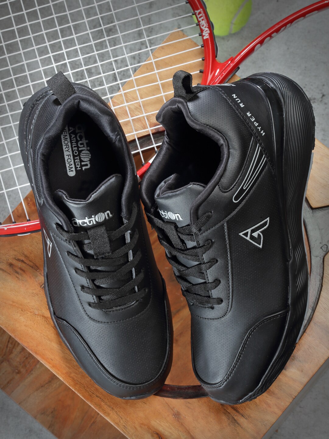 

Action Men Athleo ATG-774 Mesh Air Max Running Non-Marking Lace-Up Sports Shoes, Black