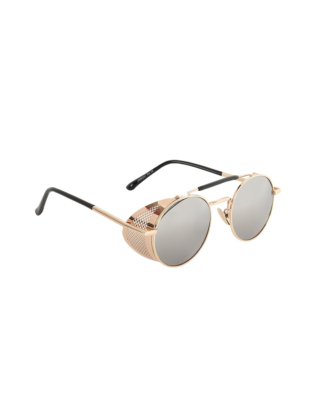 

CRIBA Unisex Round Sunglasses with UV Protected Lens, Gold